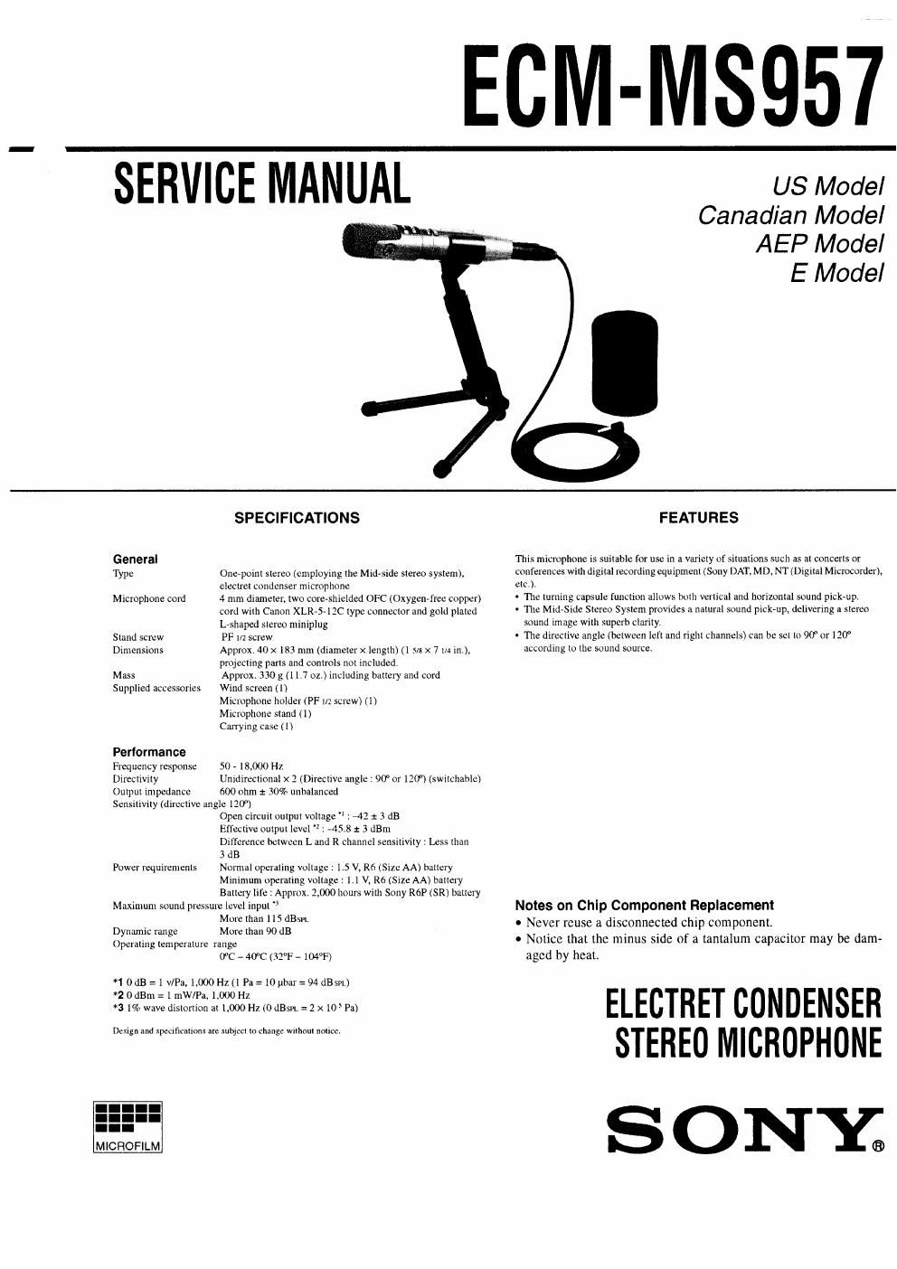 sony ecm ms 957 service manual
