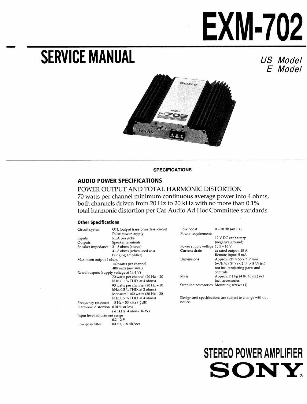 sony exm 702 service manual