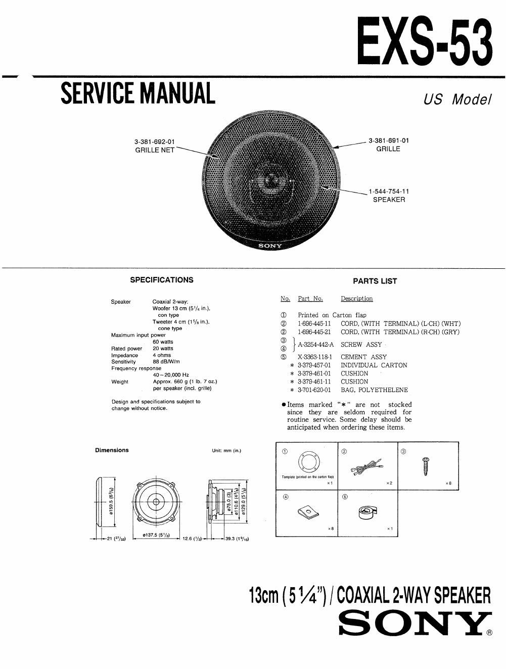 sony exs 53 service manual