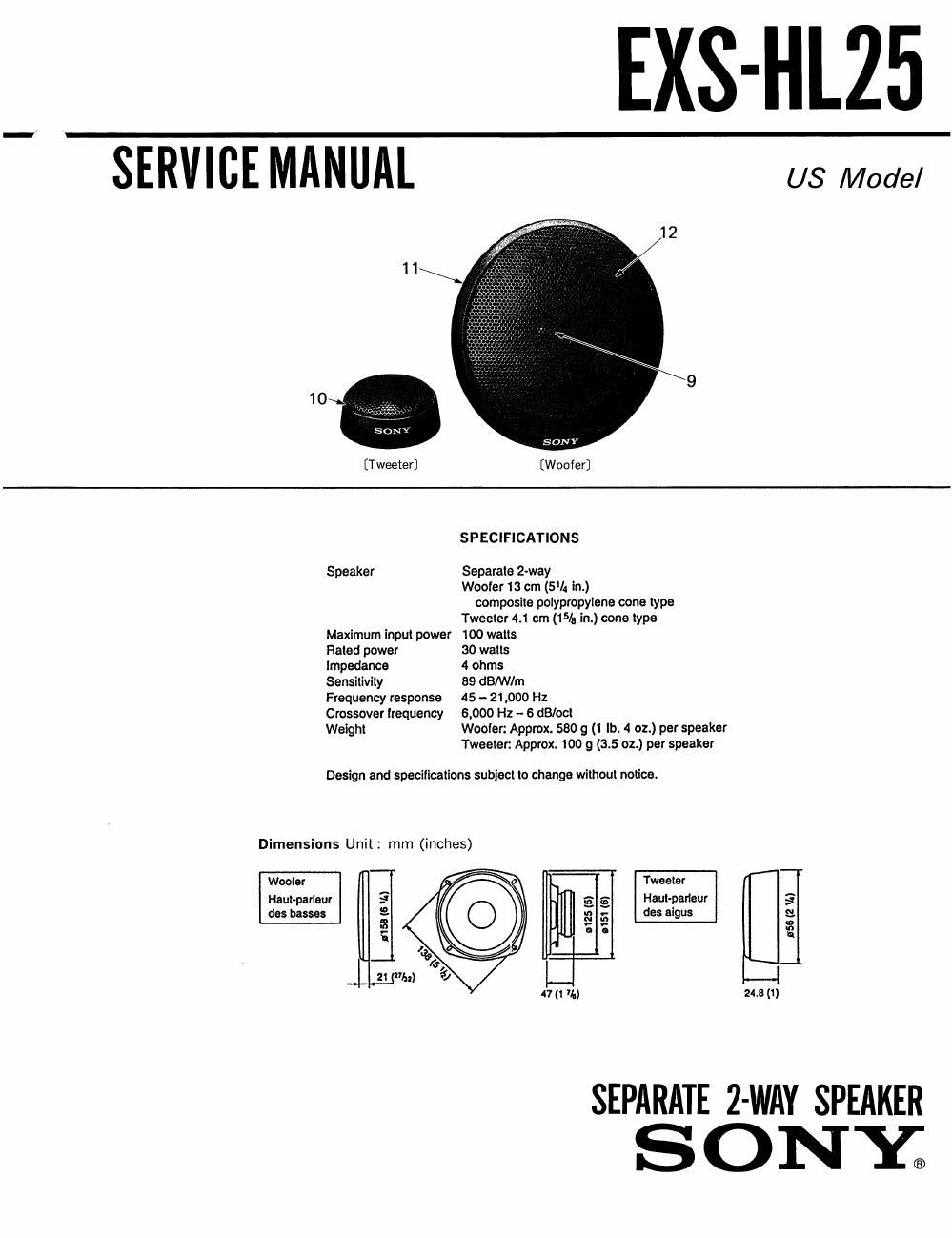 sony exs hl 25 service manual