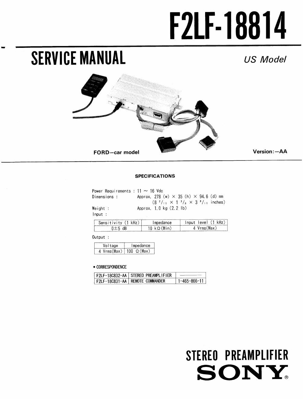 sony f 2 fl 18814 service manual