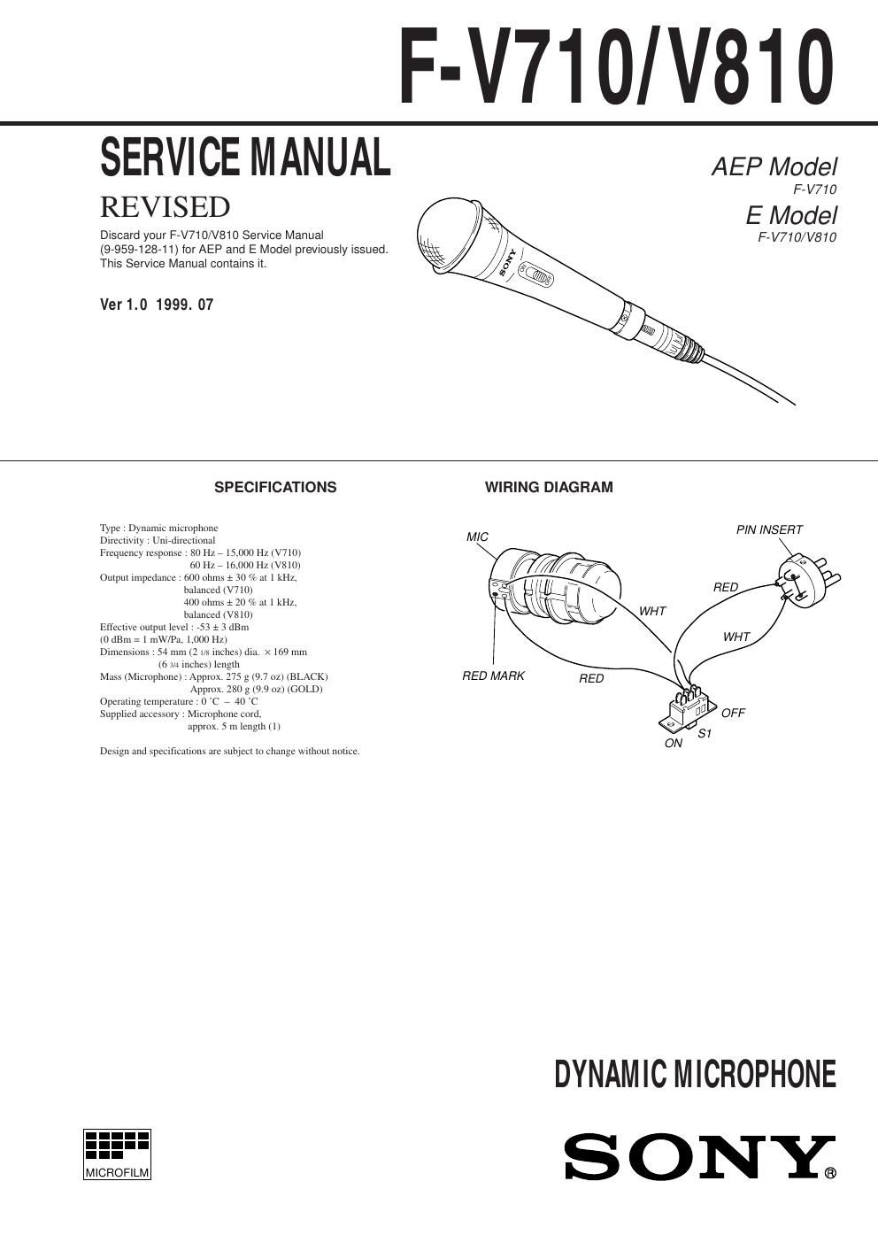 sony f v 710 service manual