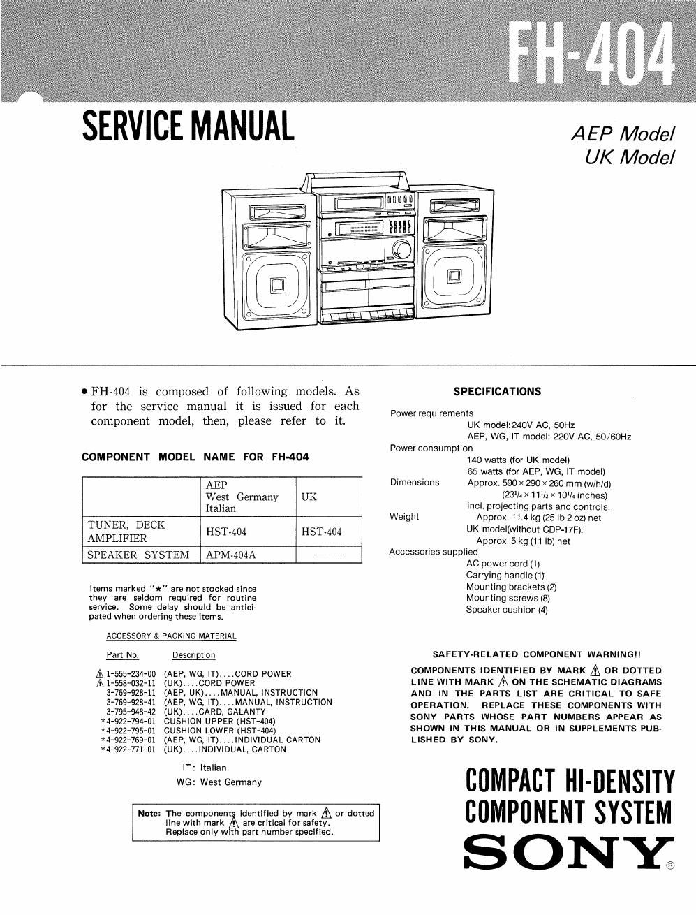 sony fh 404 service manual 2