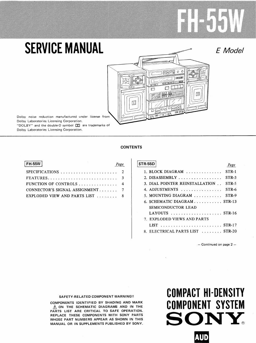 sony fh 55 w service manual