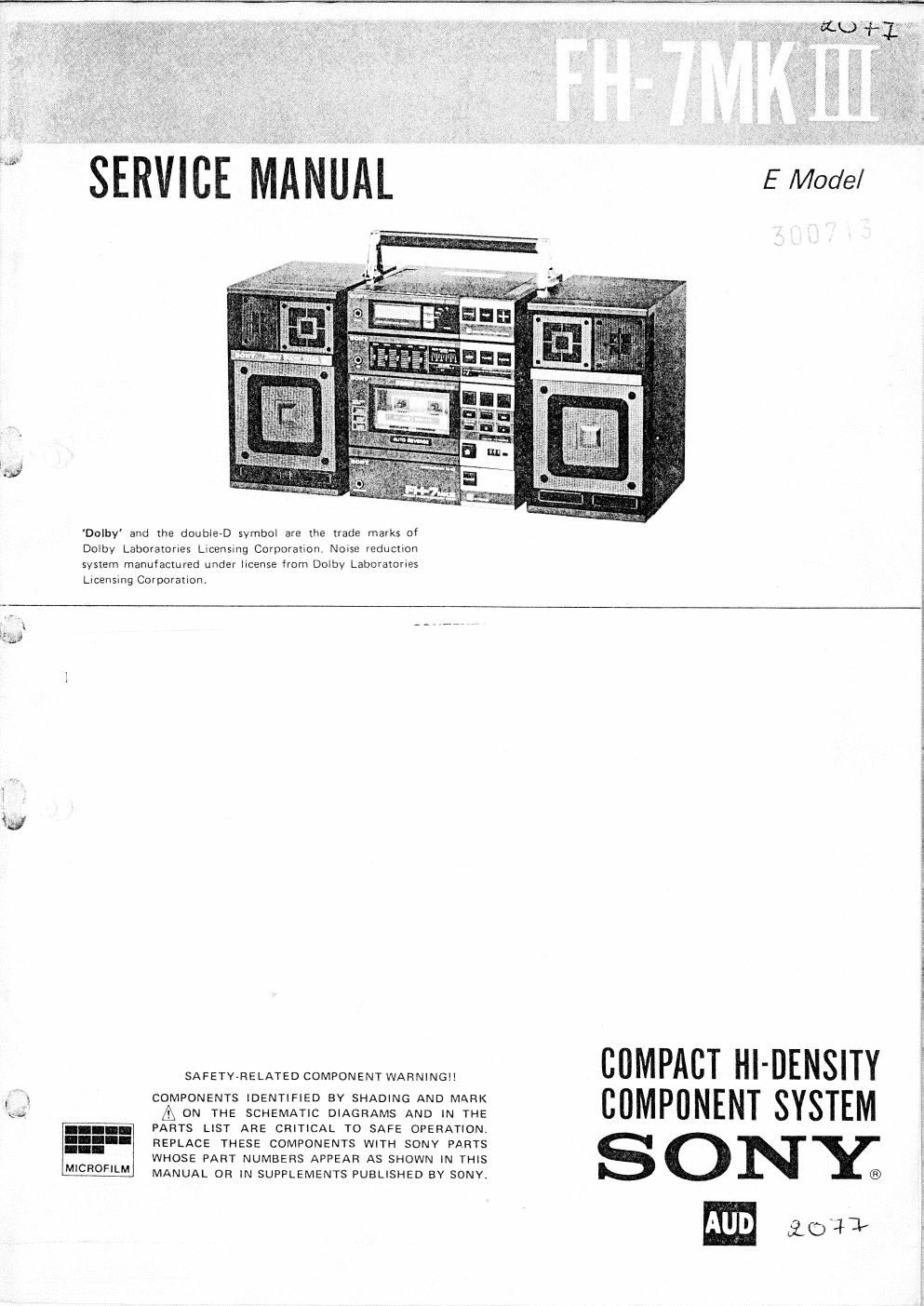 sony fh 7 mk2 service manual