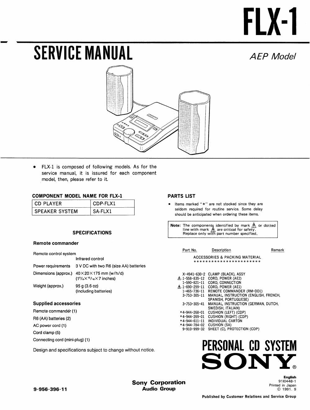 sony flx 1 service manual