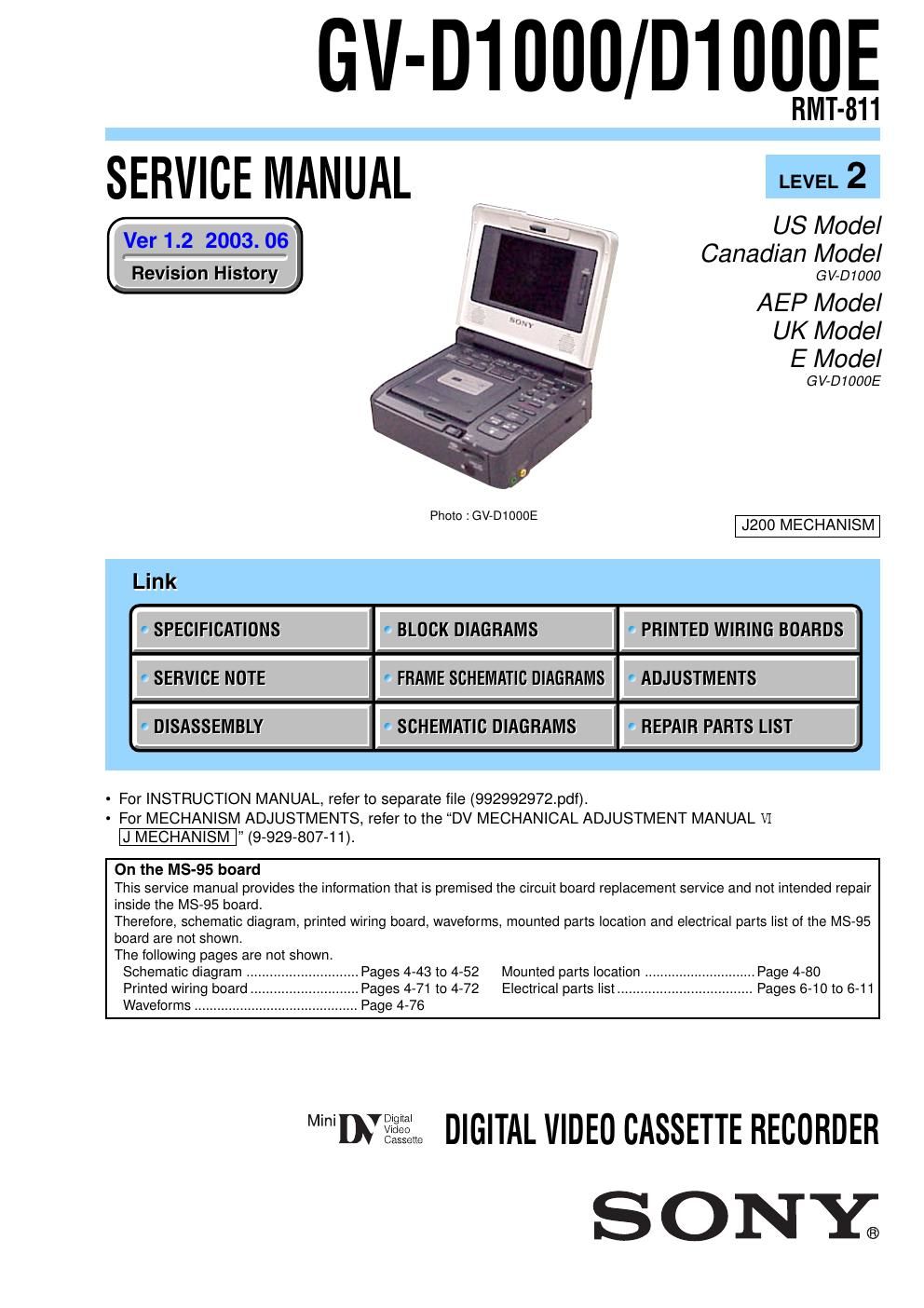 sony gv d 1000 service manual