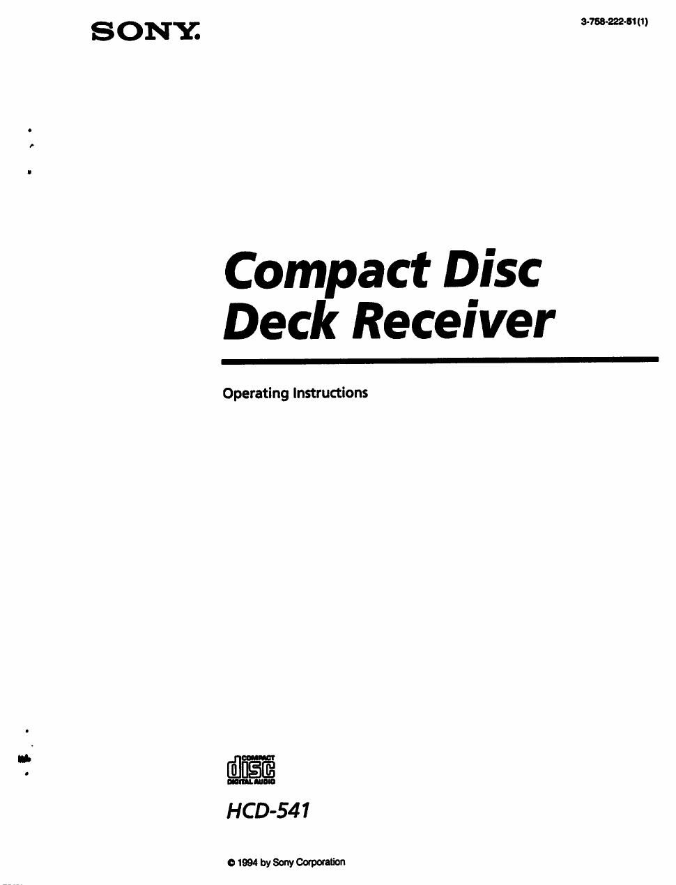 sony hcd 541 owners manual