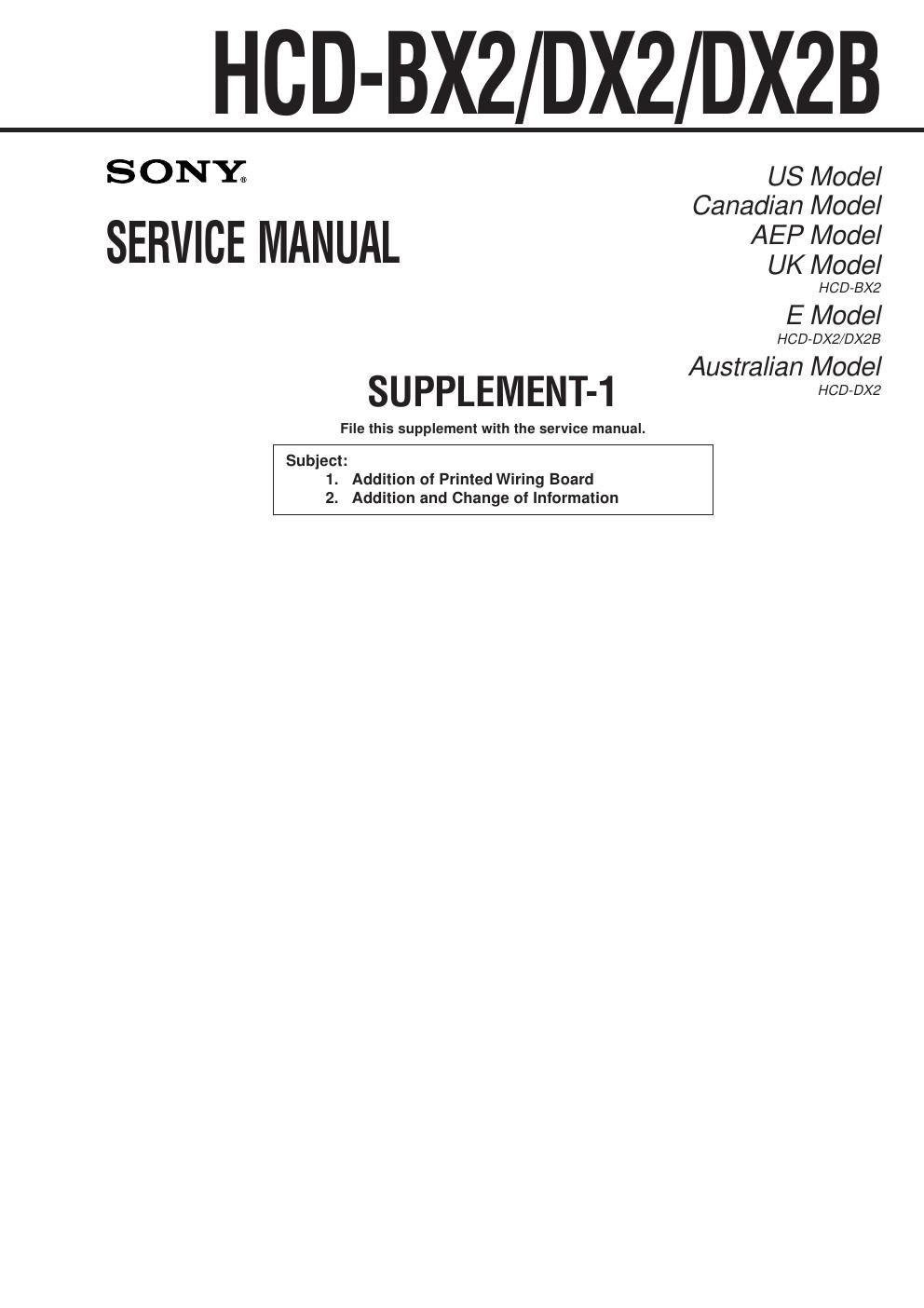sony hcd bx 2 service manual