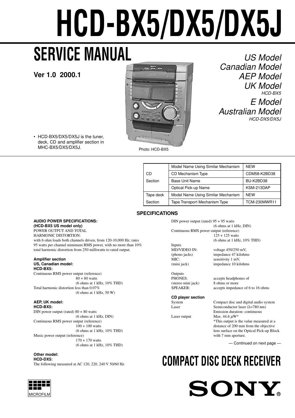 sony hcd bx 5 hcd dx5