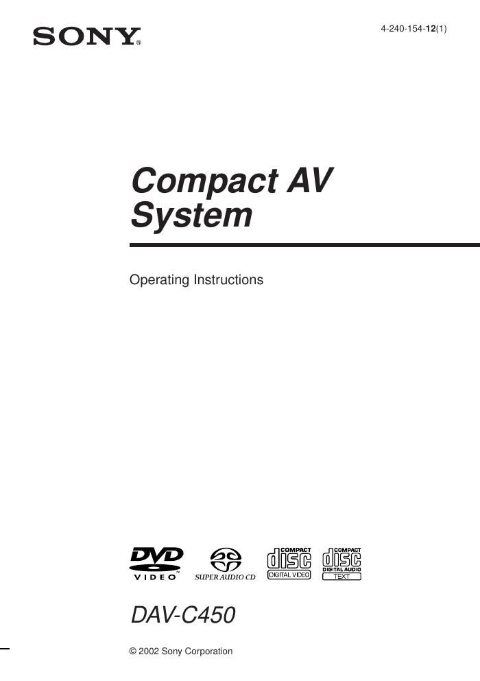 sony hcd c 450 owners manual