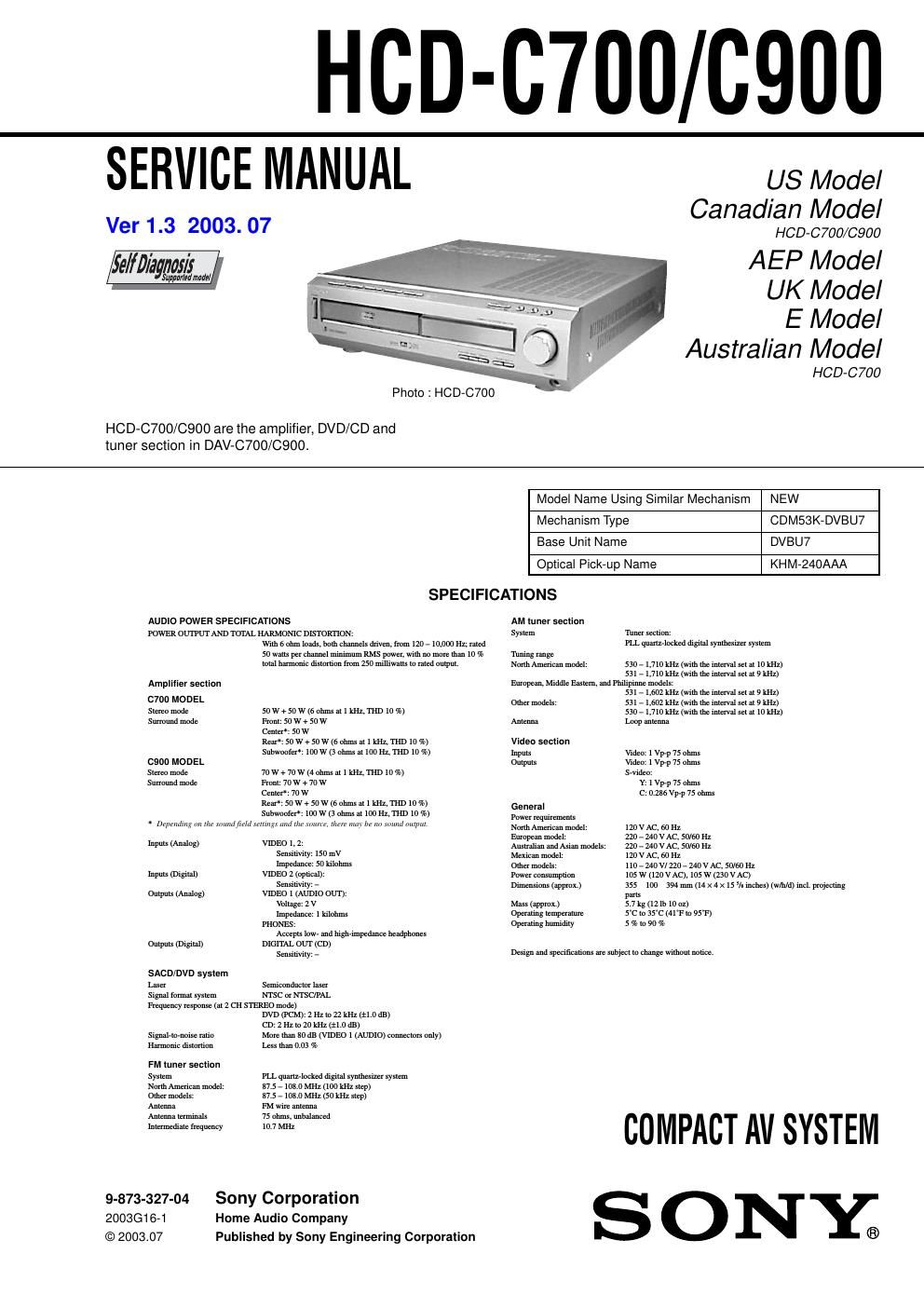 sony hcd c 700 hcd c 900