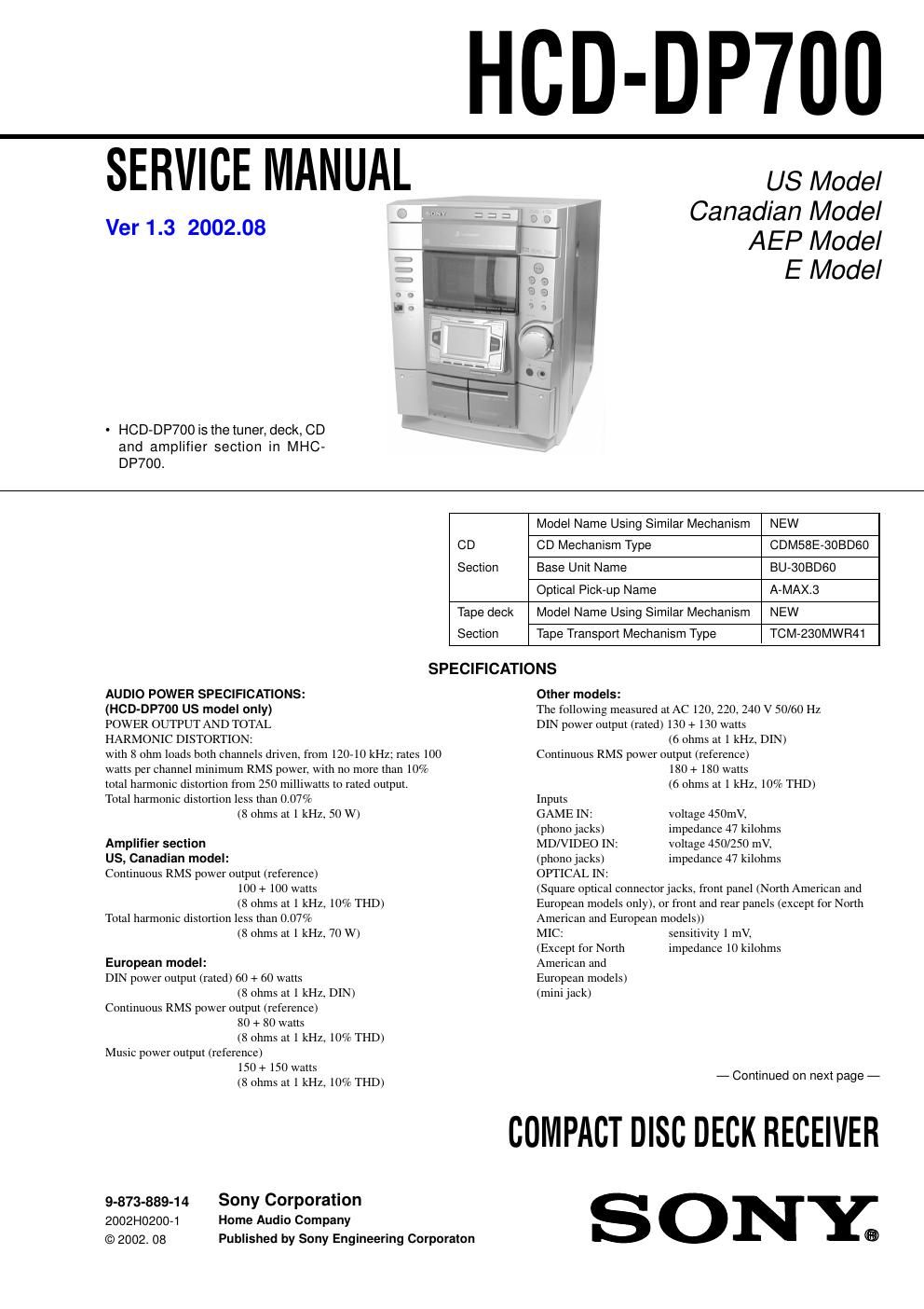 sony hcd dp 700v 1 3