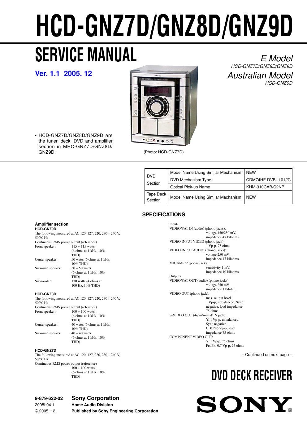 sony hcd gnz 7 d service manual