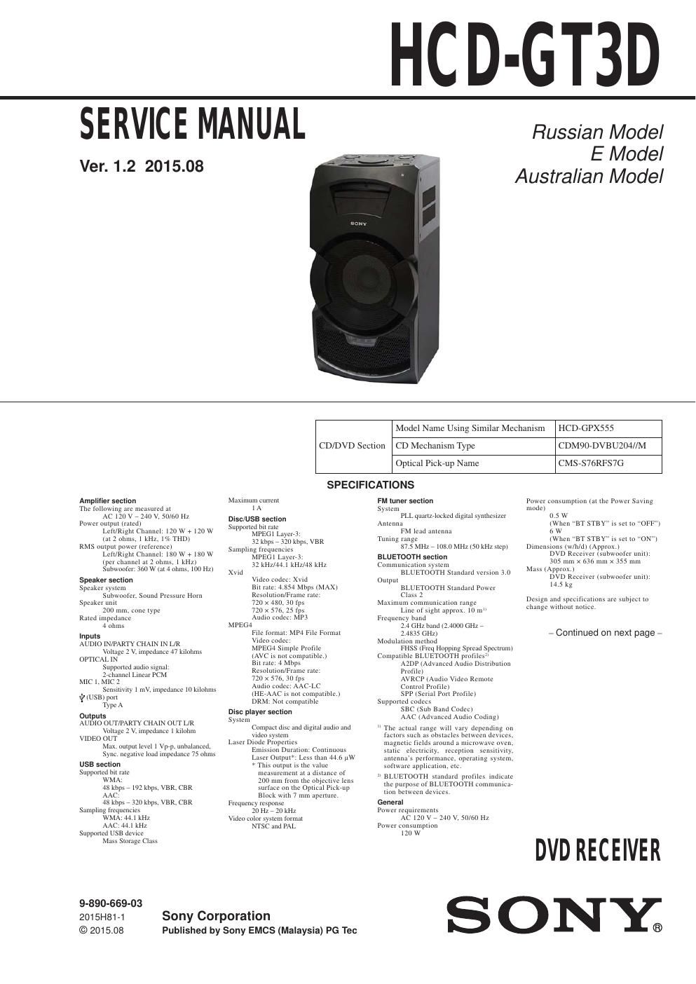 sony hcd gt 3d service manual