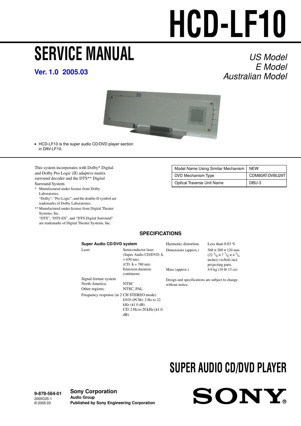 sony hcd lf 10 service manual