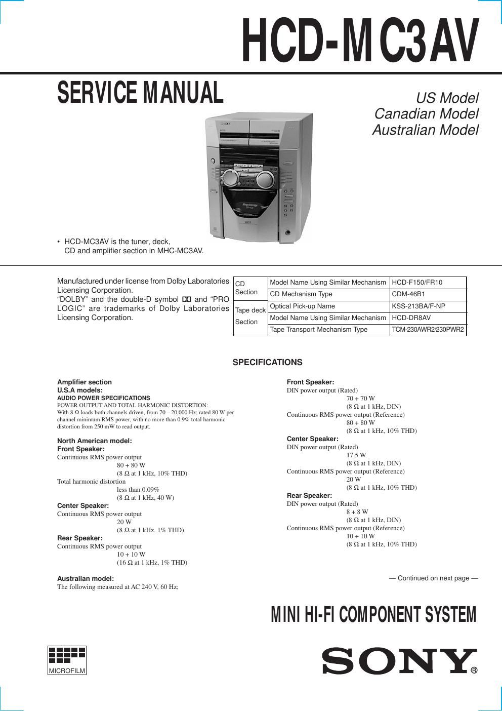 sony hcd mc 3 av service manual