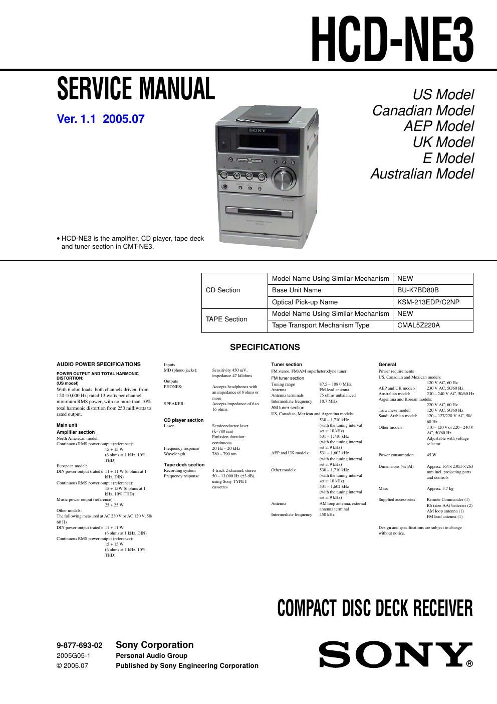 sony hcd ne 3 service manual