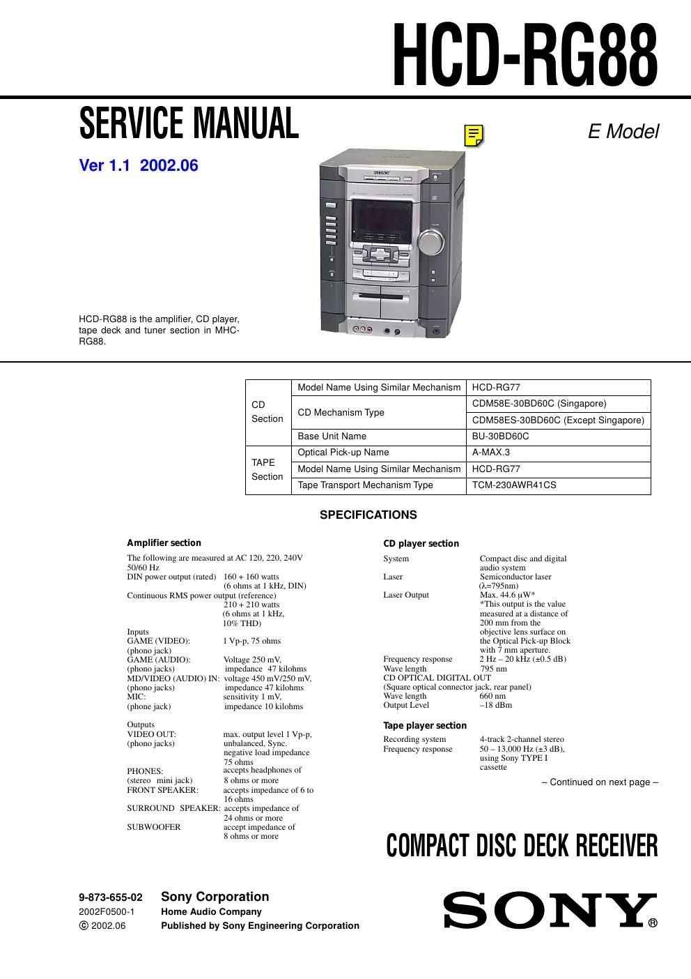 sony hcd rg 88 ver 1 1 2002 06