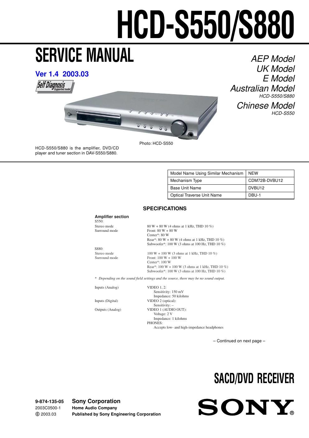 sony hcd s 550 800 service manual