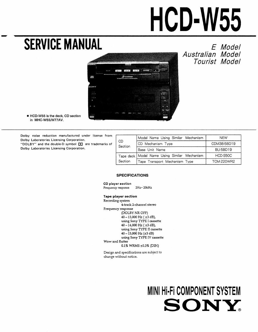 sony hcd w 55