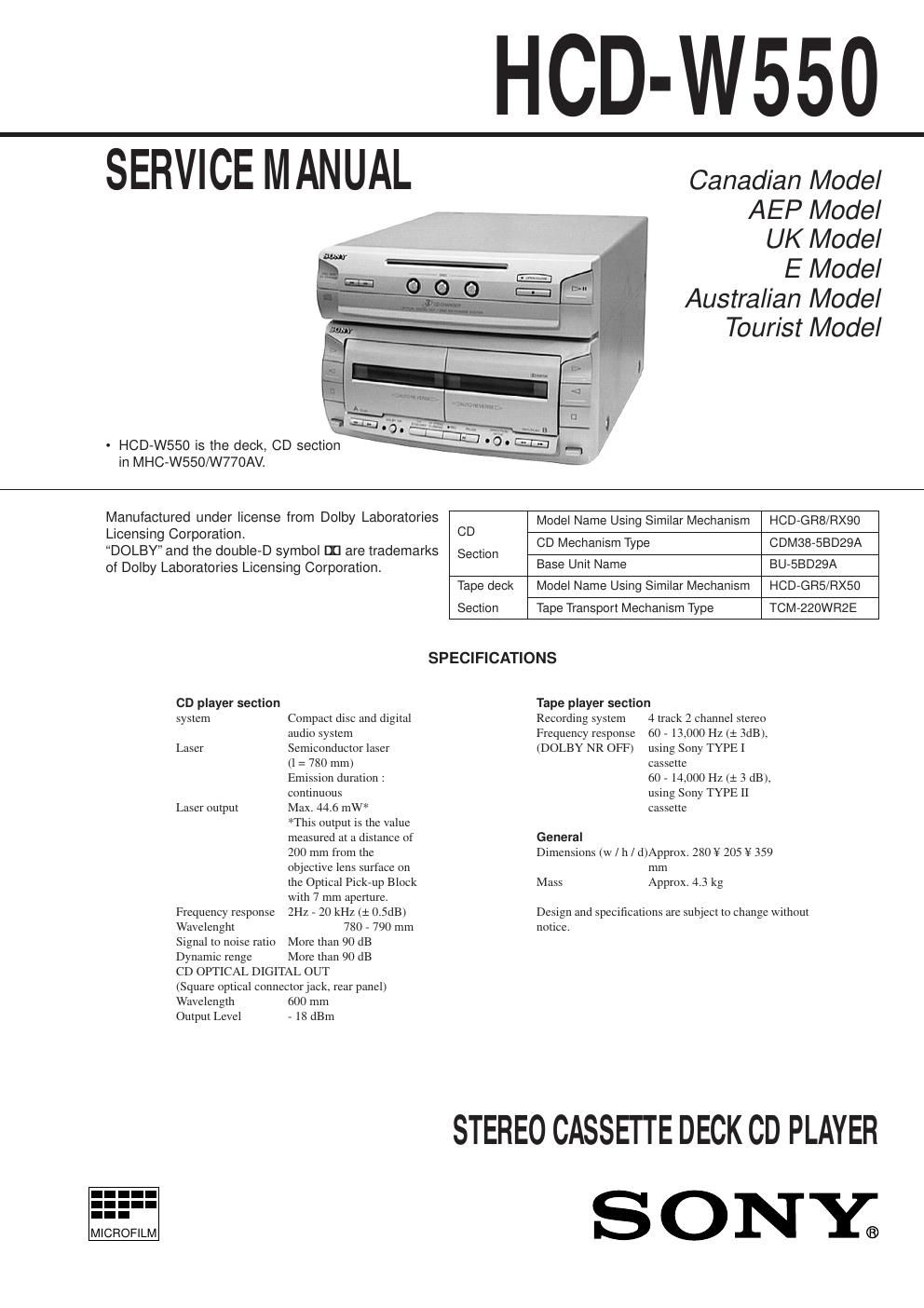 sony hcd w 550