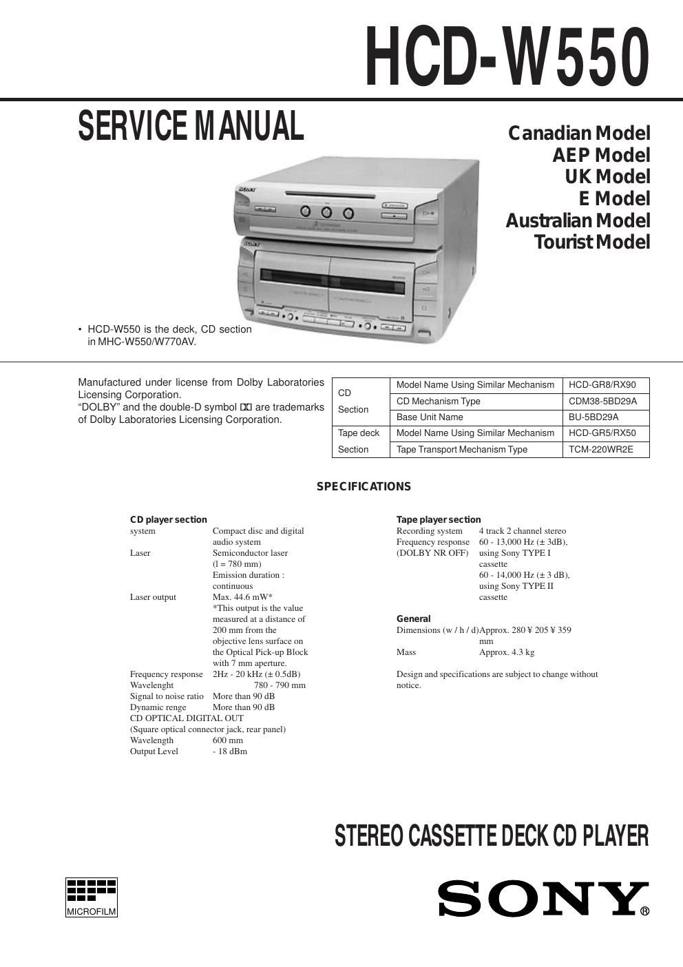 sony hcd w 550 2