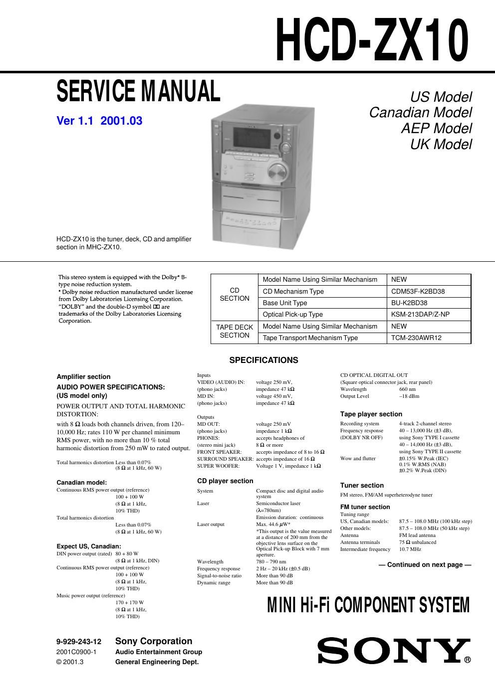 sony hcd zx 10