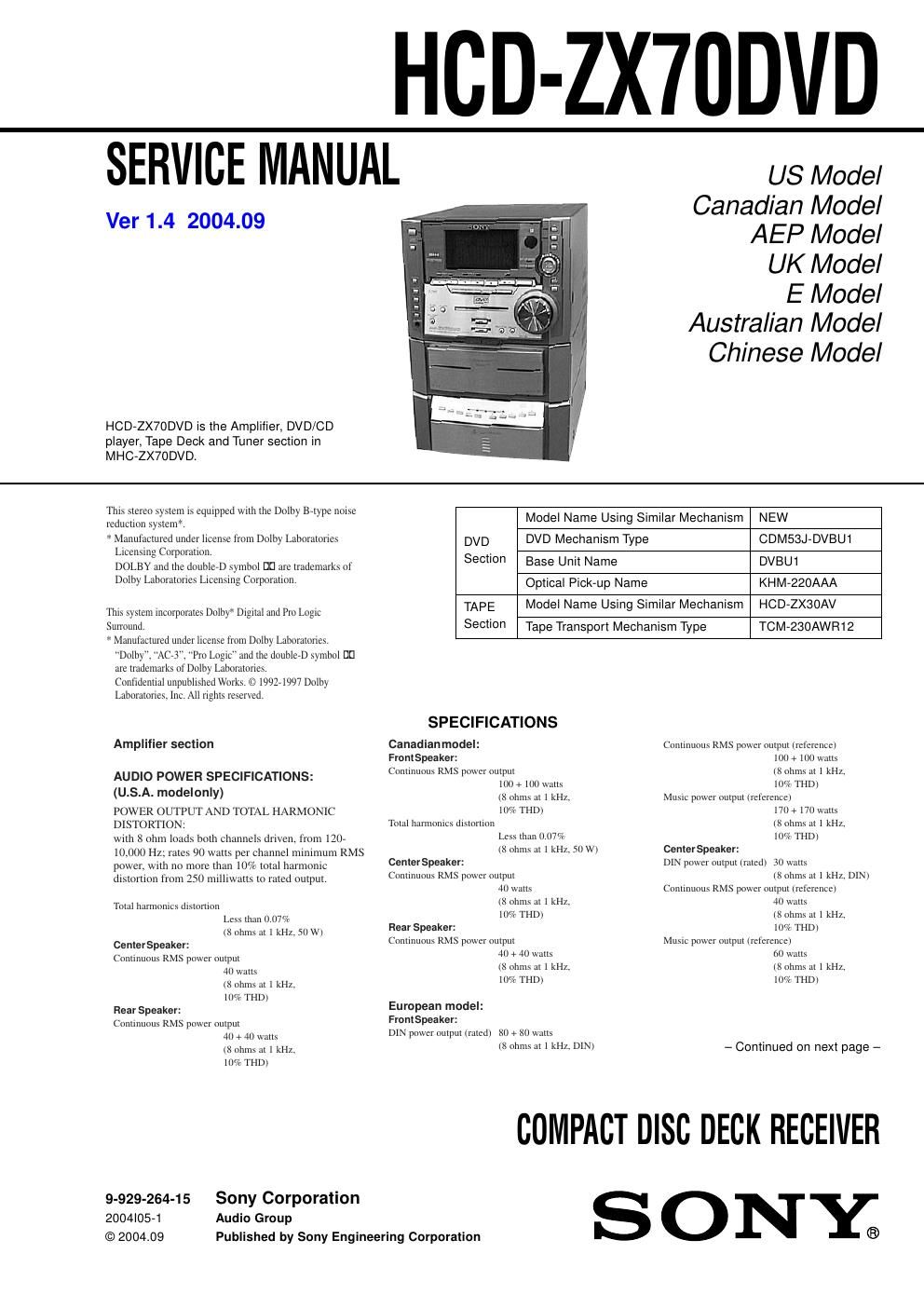 sony hcd zx 70dvd