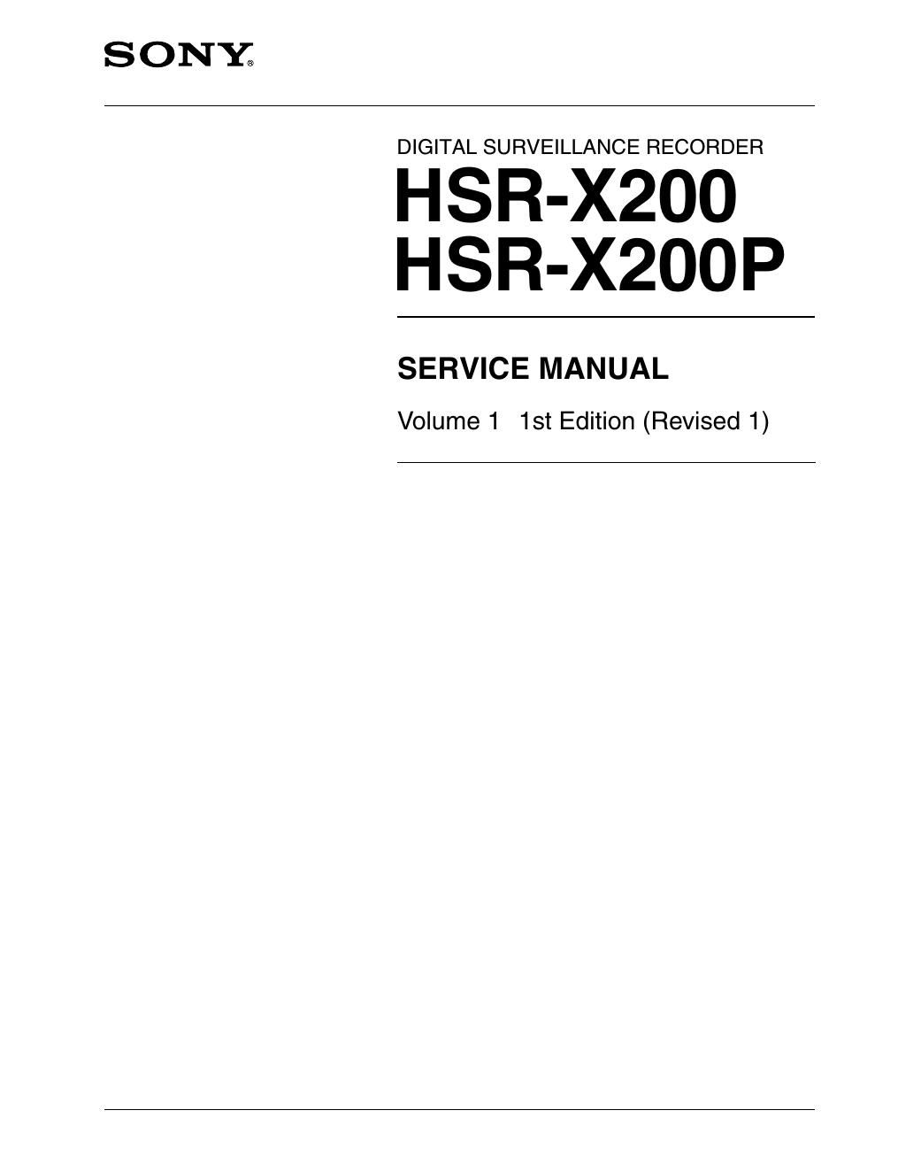 sony hsr x 200 p service manual