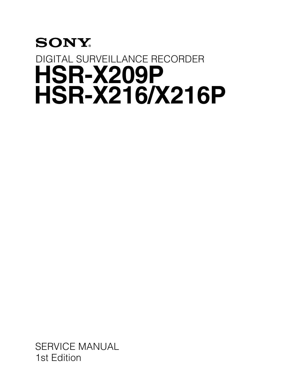 sony hsr x 209 p service manual