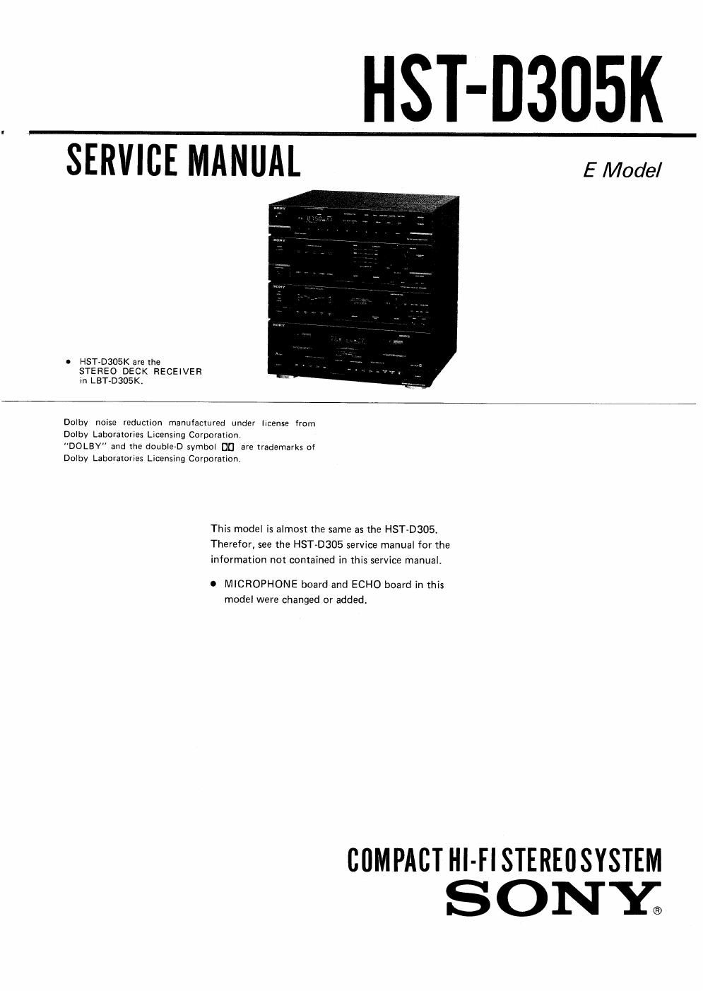 sony hstd 305 k service manual