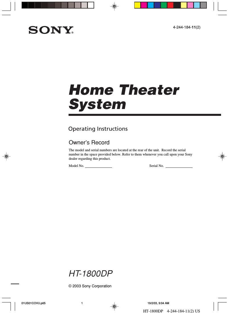 sony ht 1800 dp owners manual