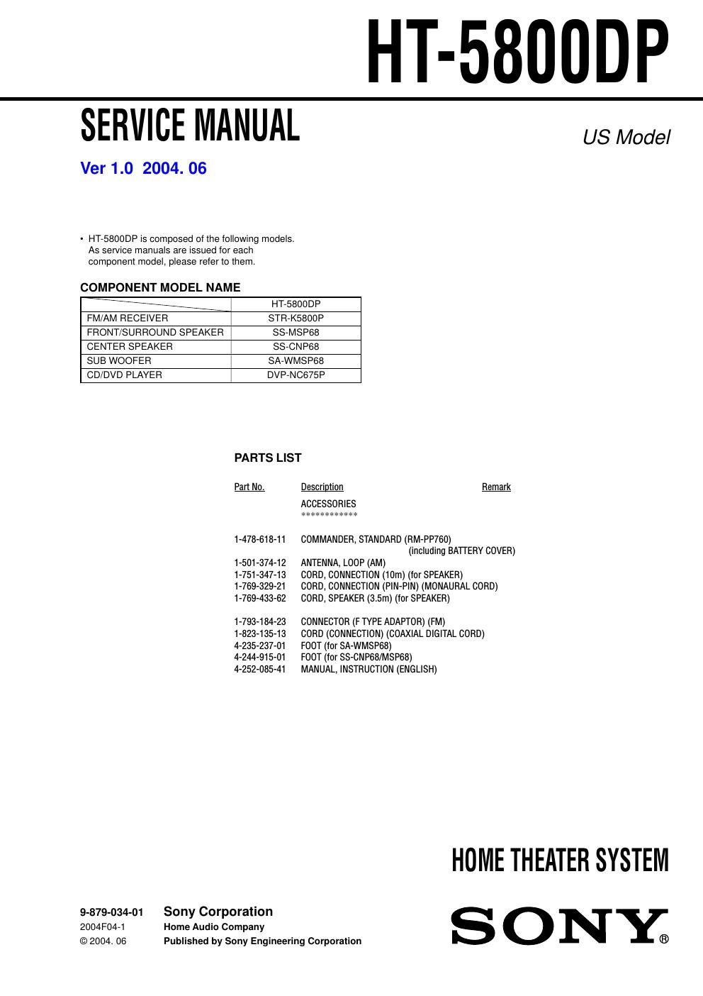 sony ht 5800 dp service manual