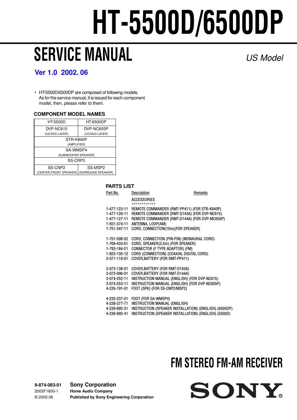 sony ht 6500 dp service manual