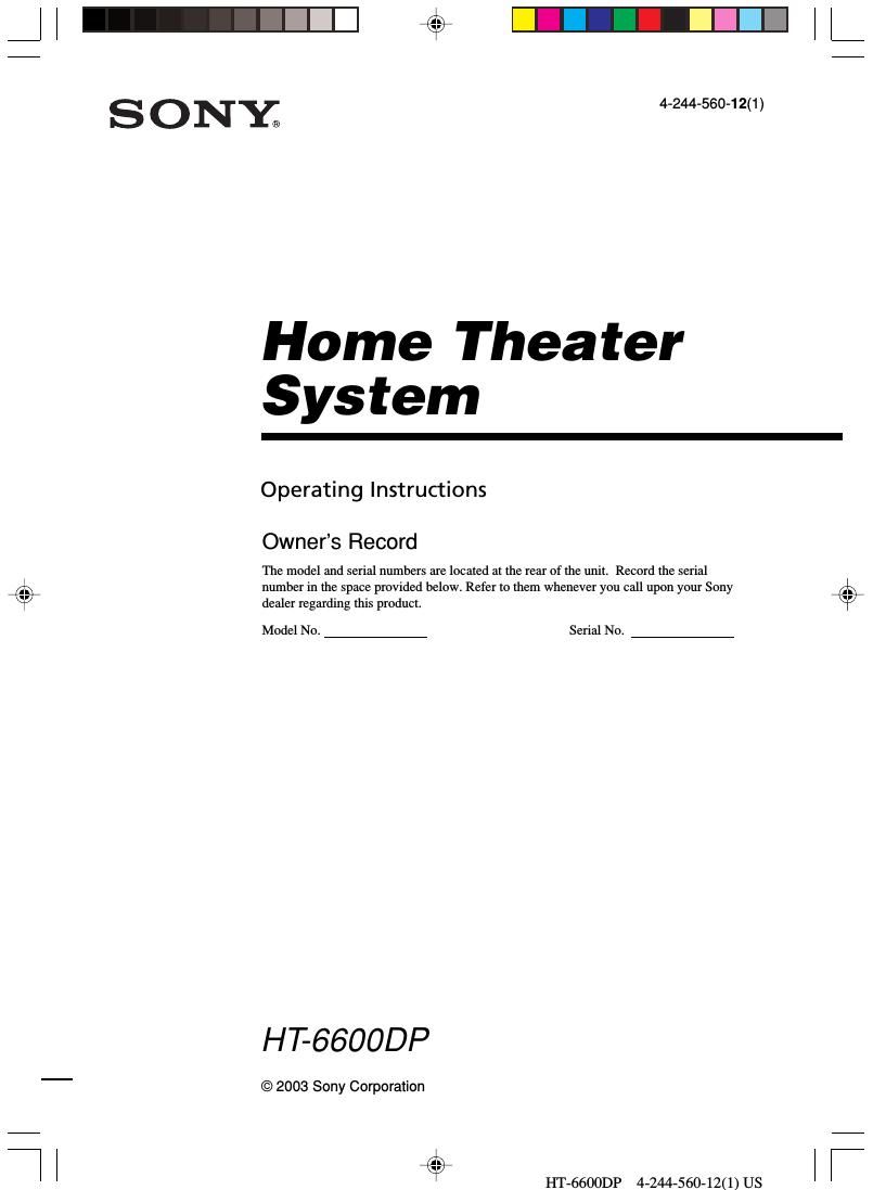 sony ht 6600 dp owners manual