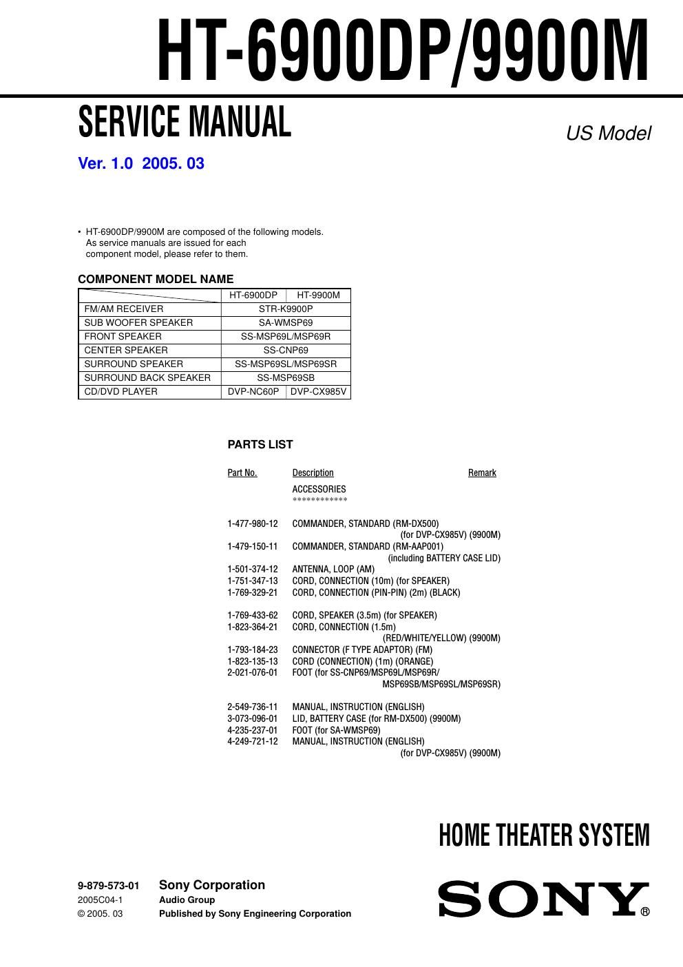 sony ht 6900 dp service manual