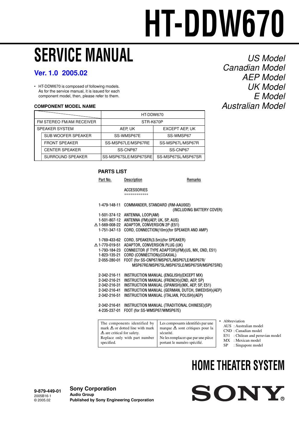 sony htddw 670 service manual