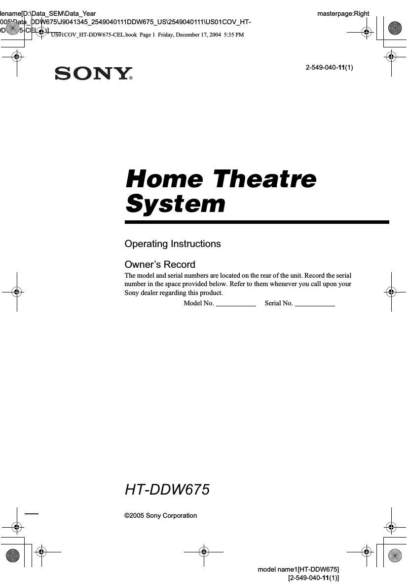 sony htddw 675 owners manual