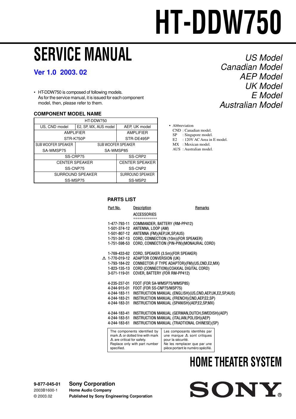 sony htddw 750 service manual