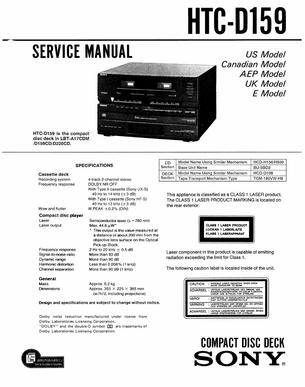 sony htc d 159 service manual