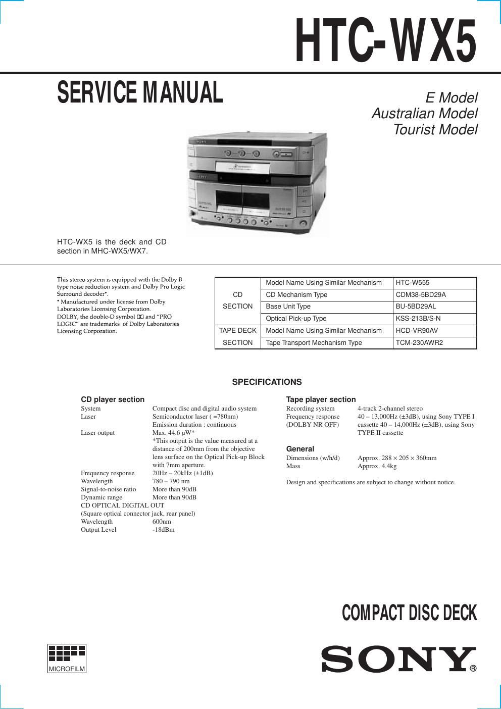 sony htcwx 5 service manual