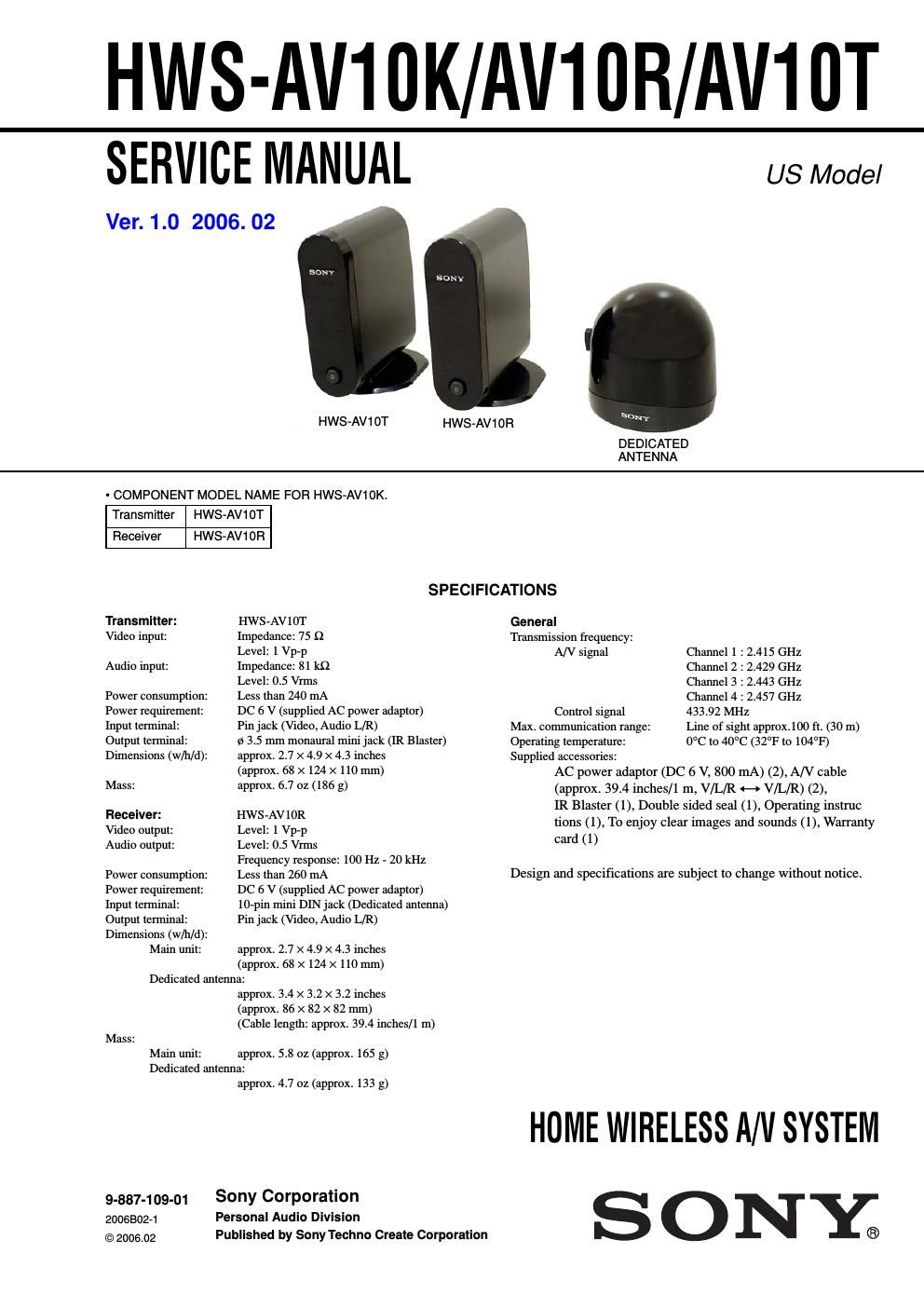 sony hwsav 10 k service manual