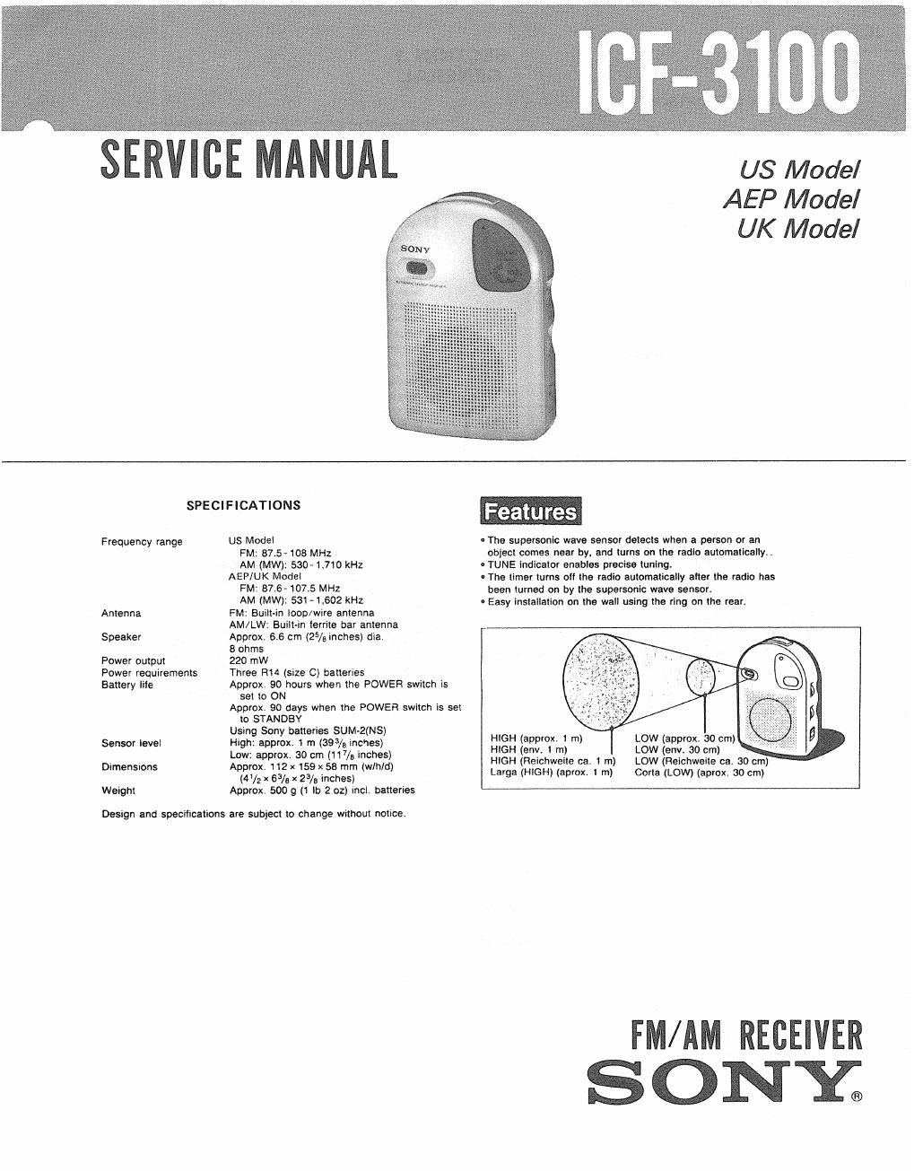 sony icf 3100 service manual