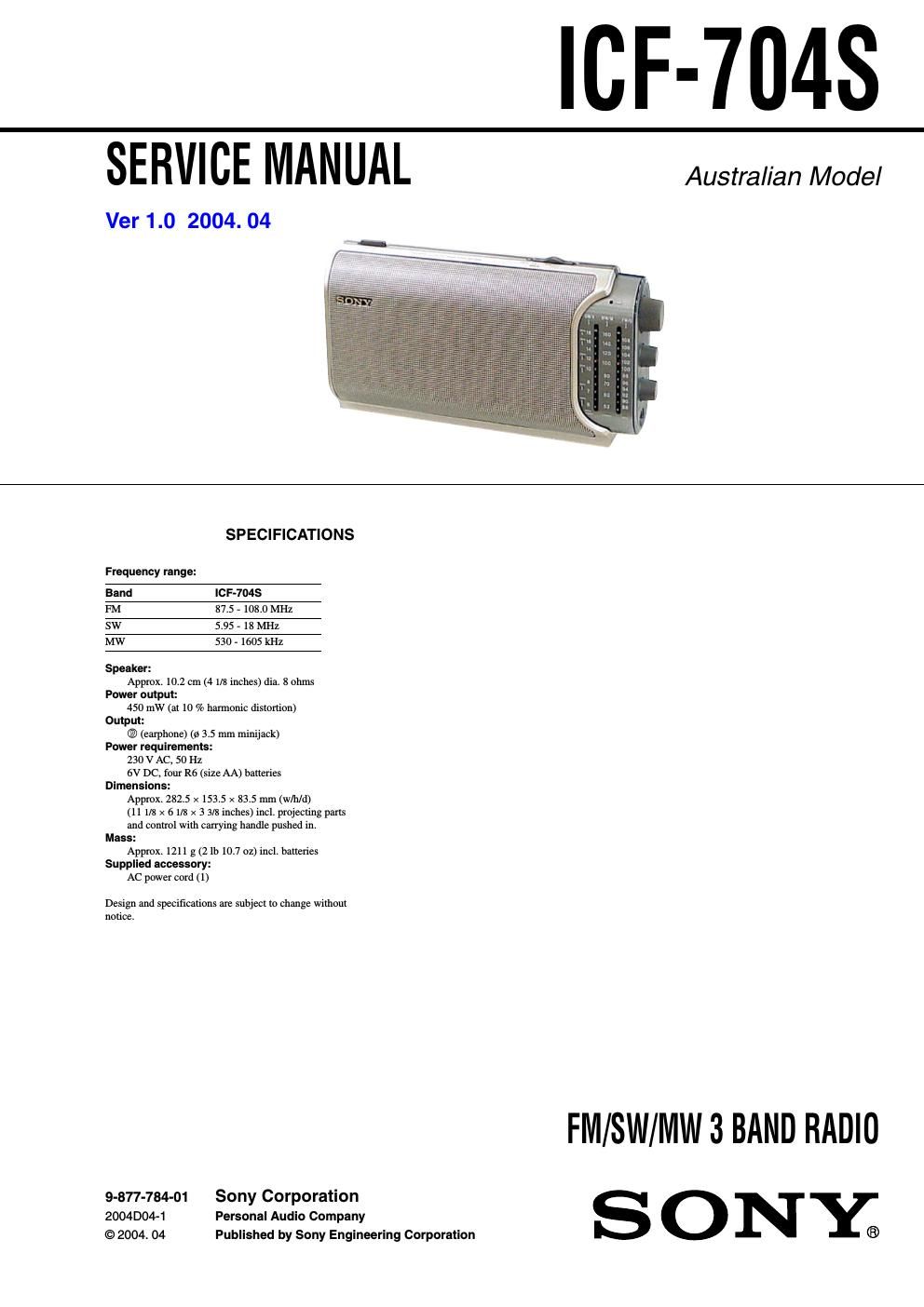 sony icf 704 s service manual