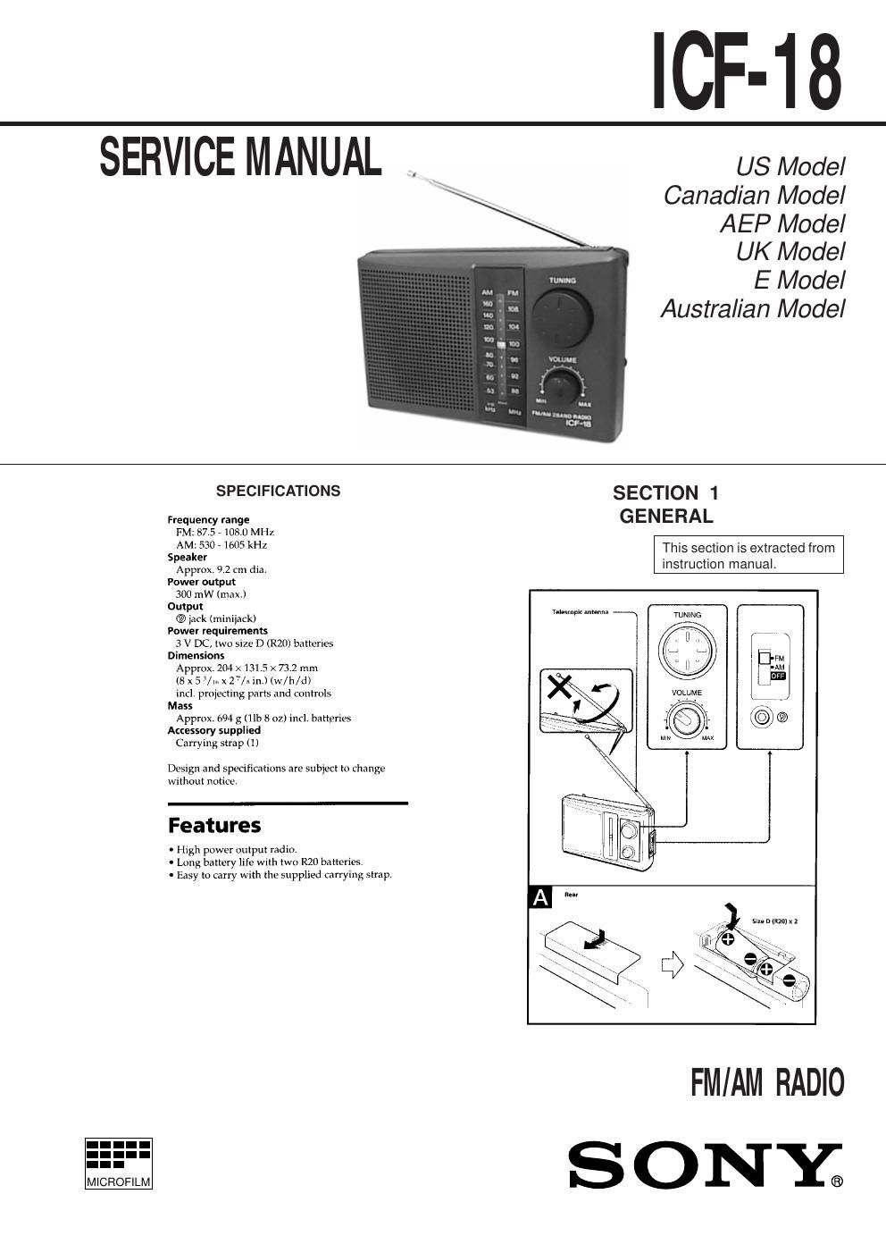 sony icf 8 service manual