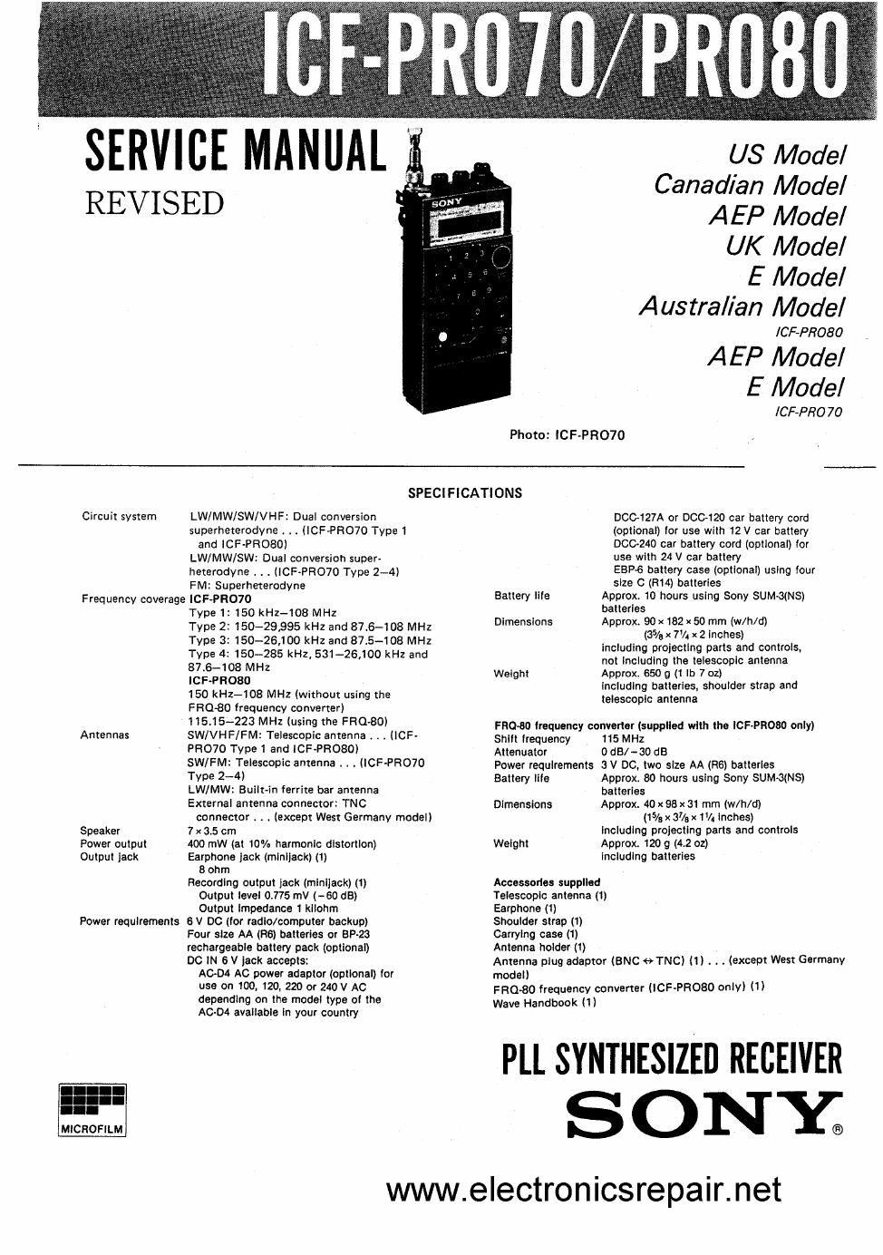 sony icf pro70