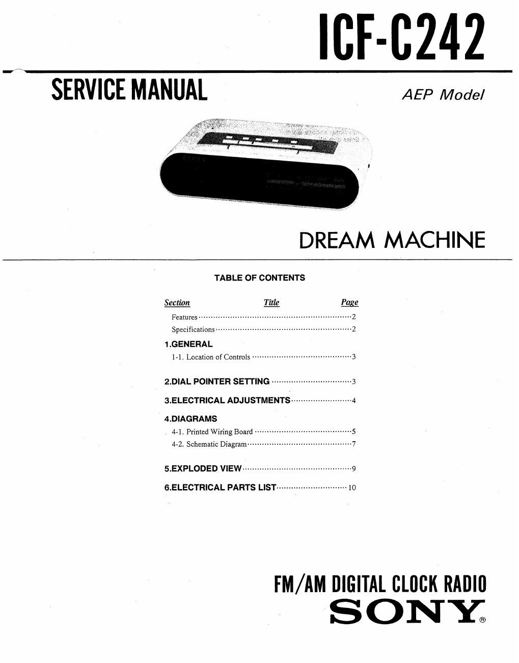sony icf c 242 service manual