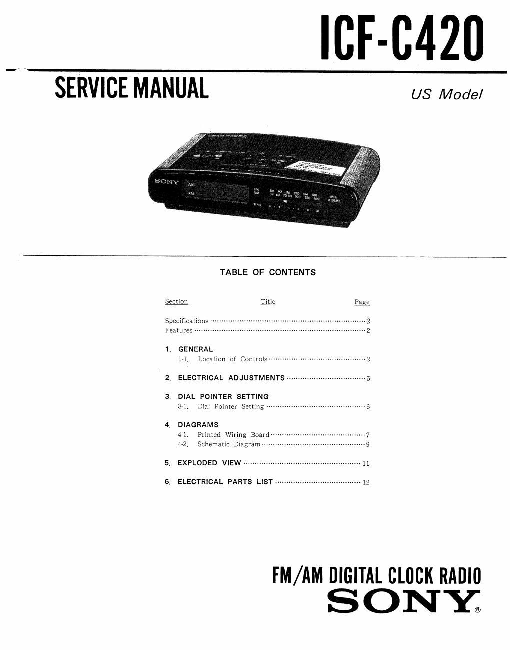 sony icf c 420 service manual