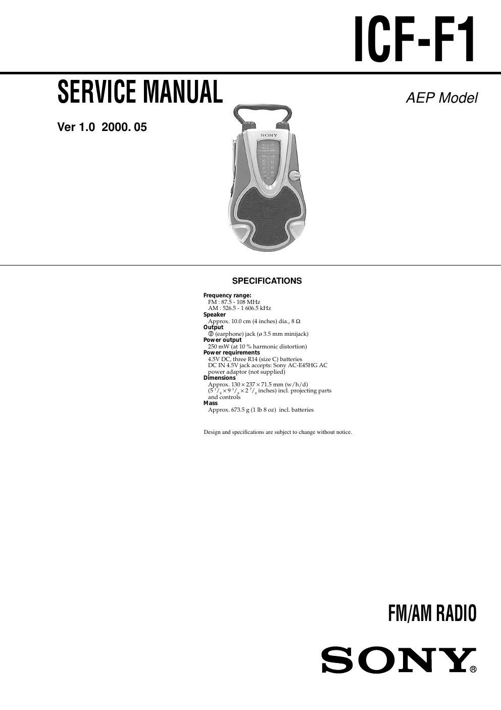 sony icf f 1 service manual